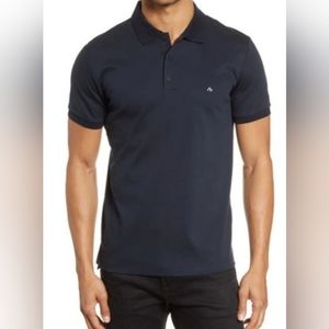 Rag & Bone Cotton Knit Polo Shirt Preppy Tight-Knit Navy Blue Men's M